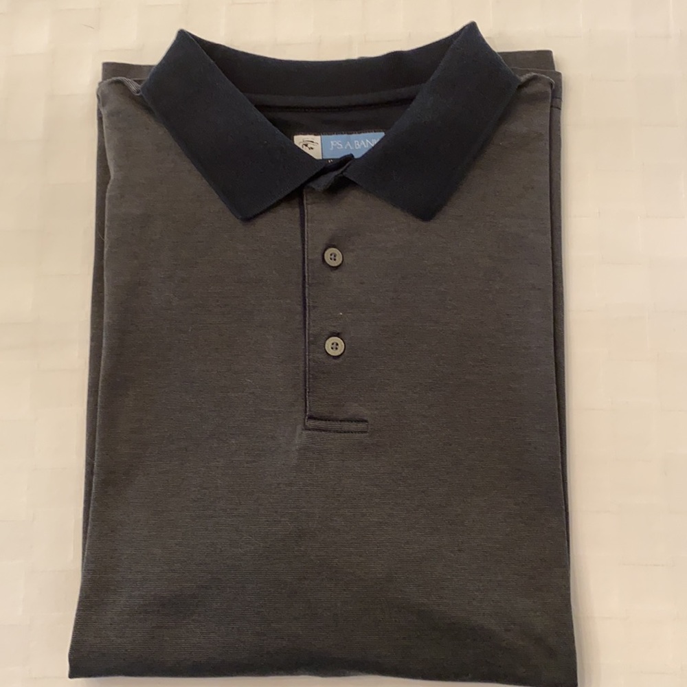 Jos. A. Bank Leadbetter Preppy Casual Golf Black and Gray Polo Shirt size M